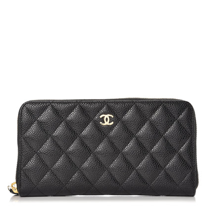 Chanel Caviar Quilted Large Gusset Zip Around Wallet Black 1 of 10