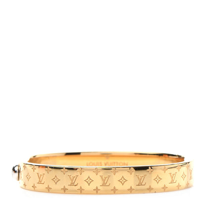Louis Vuitton Brass Monogram Nanogram Cuff S Gold 1 of 7