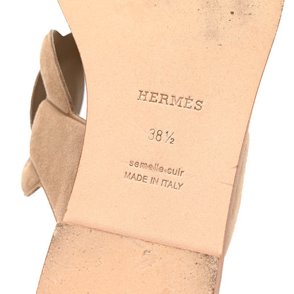 Hermes Suede Goatskin Nappa Lagune Sandals 38.5 Beige Sable 7 of 9