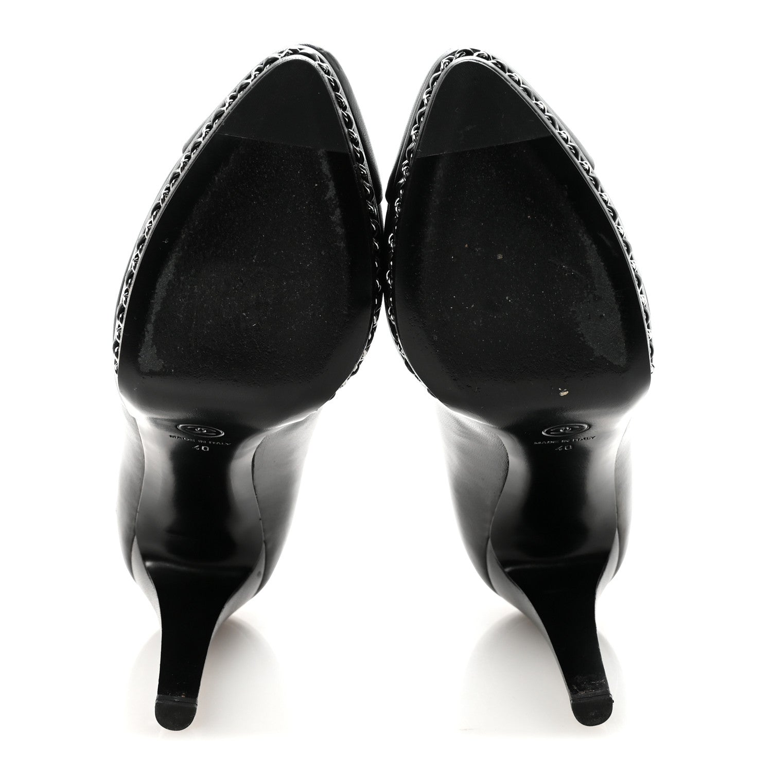 Chanel Lambskin CC Cap Toe Platform Chain Pumps 40 Black 12 of 20