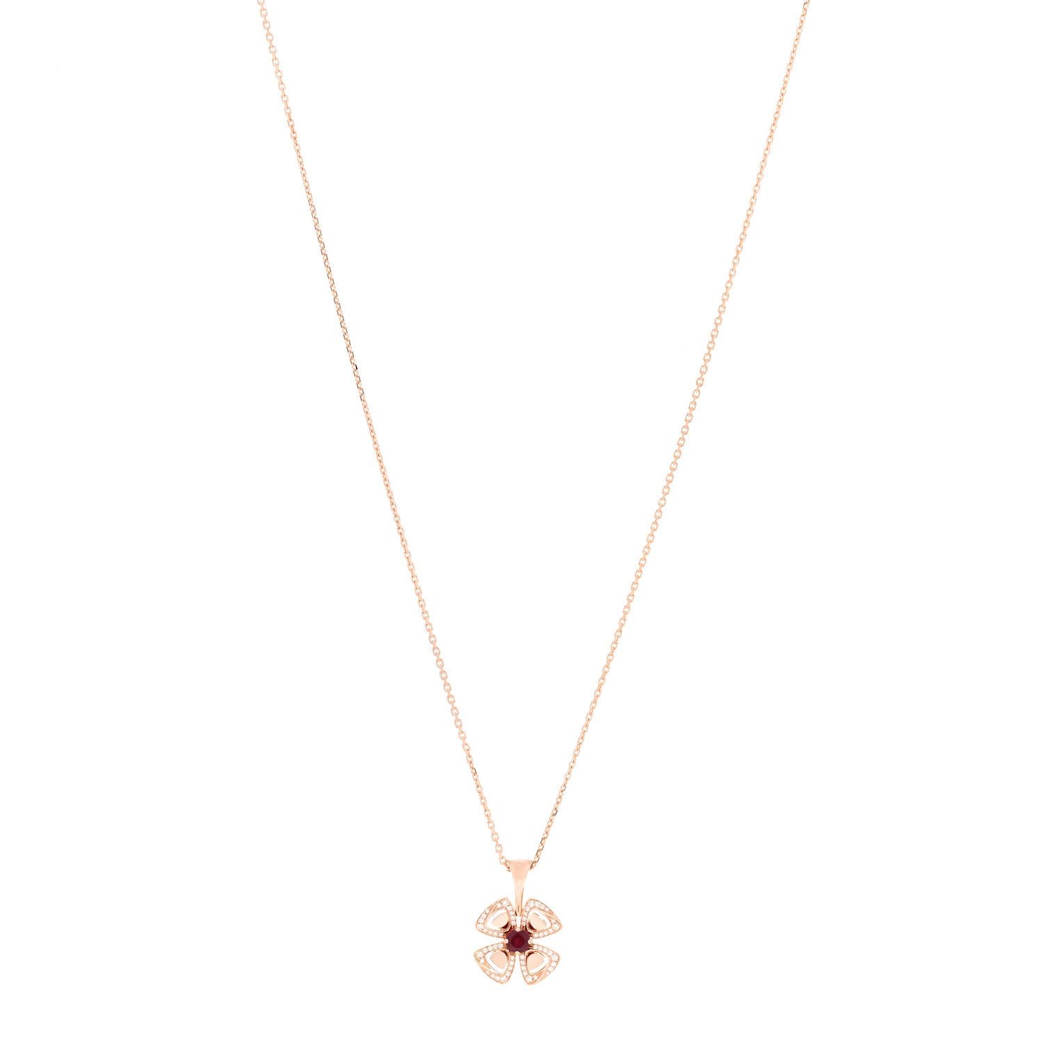 Bulgari 18K Rose Gold Diamond Ruby Fiorever Pave Pendant Necklace ...