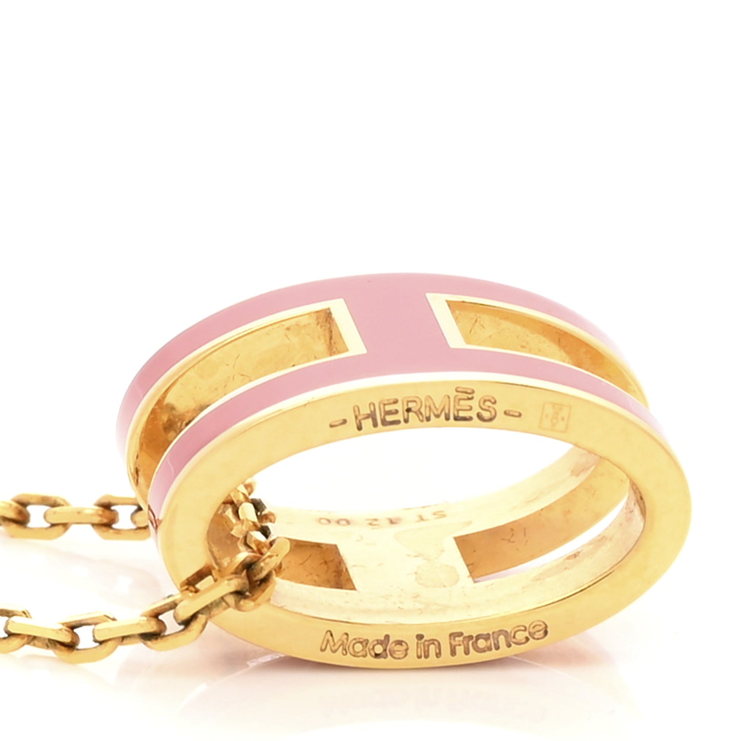 Lacquered Gold Pop H Pendant Necklace Rouge Vif