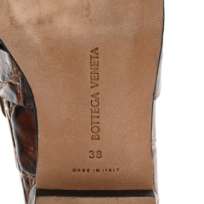 Bottega Veneta Calfskin Crocodile Embossed Monsieur Croco Bit Loafers 38 Barrel 7 of 8