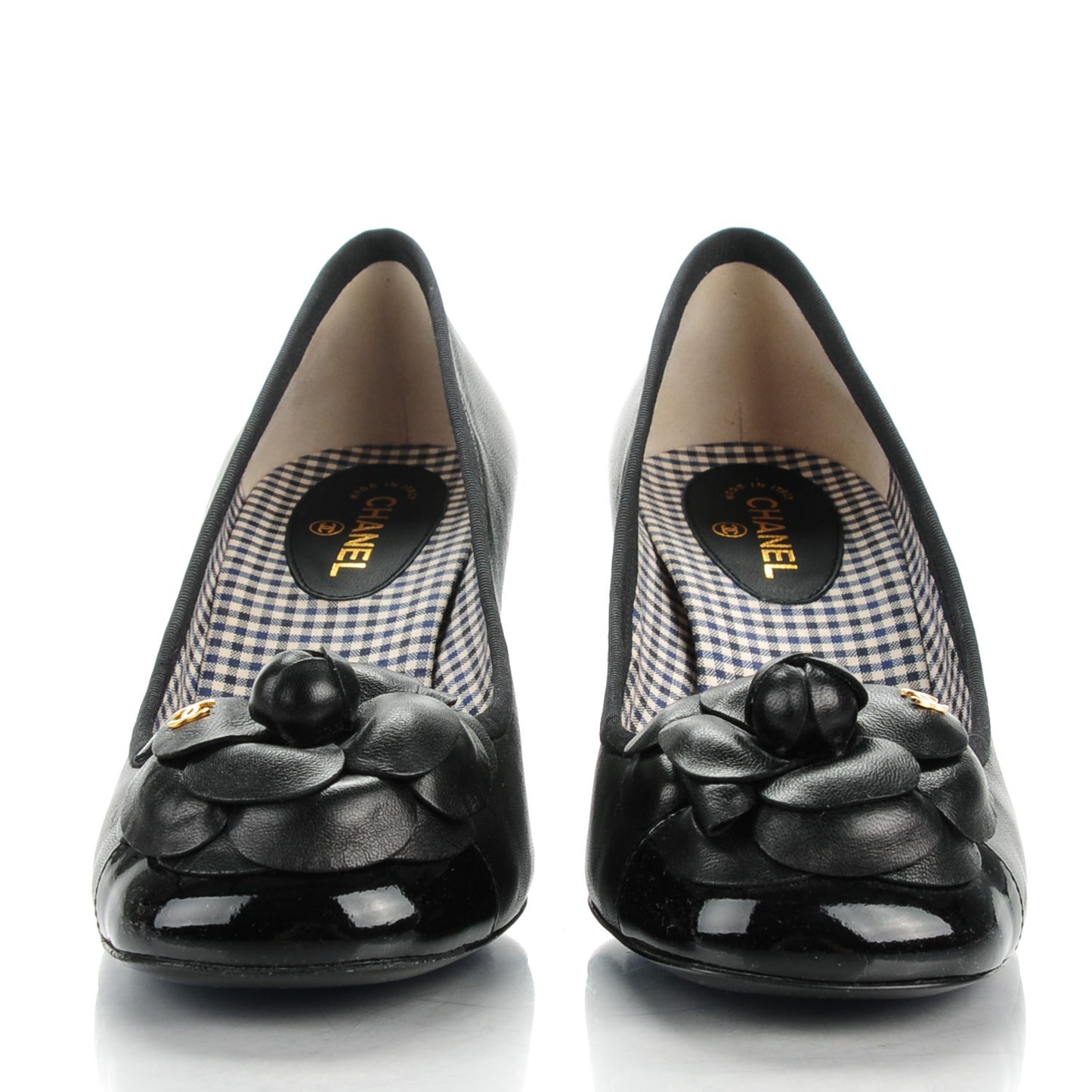 Lambskin Camellia Cap Toe Pumps 37 Black