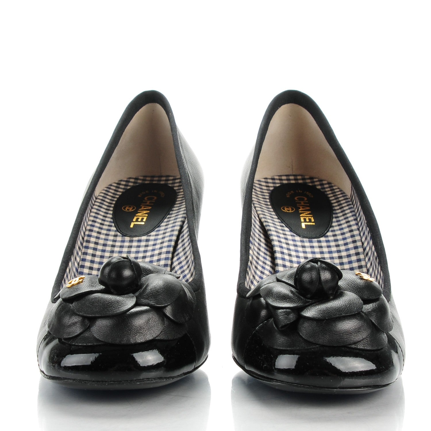 Chanel Lambskin Camellia Cap Toe Pumps 37 Black 2 of 8