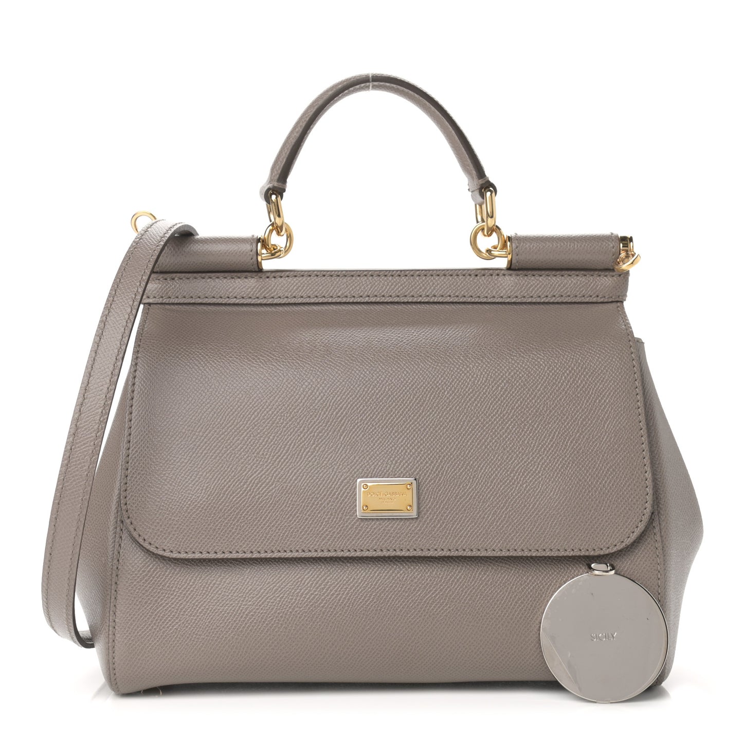 Dauphine Calfskin Medium Miss Sicily Satchel Grey
