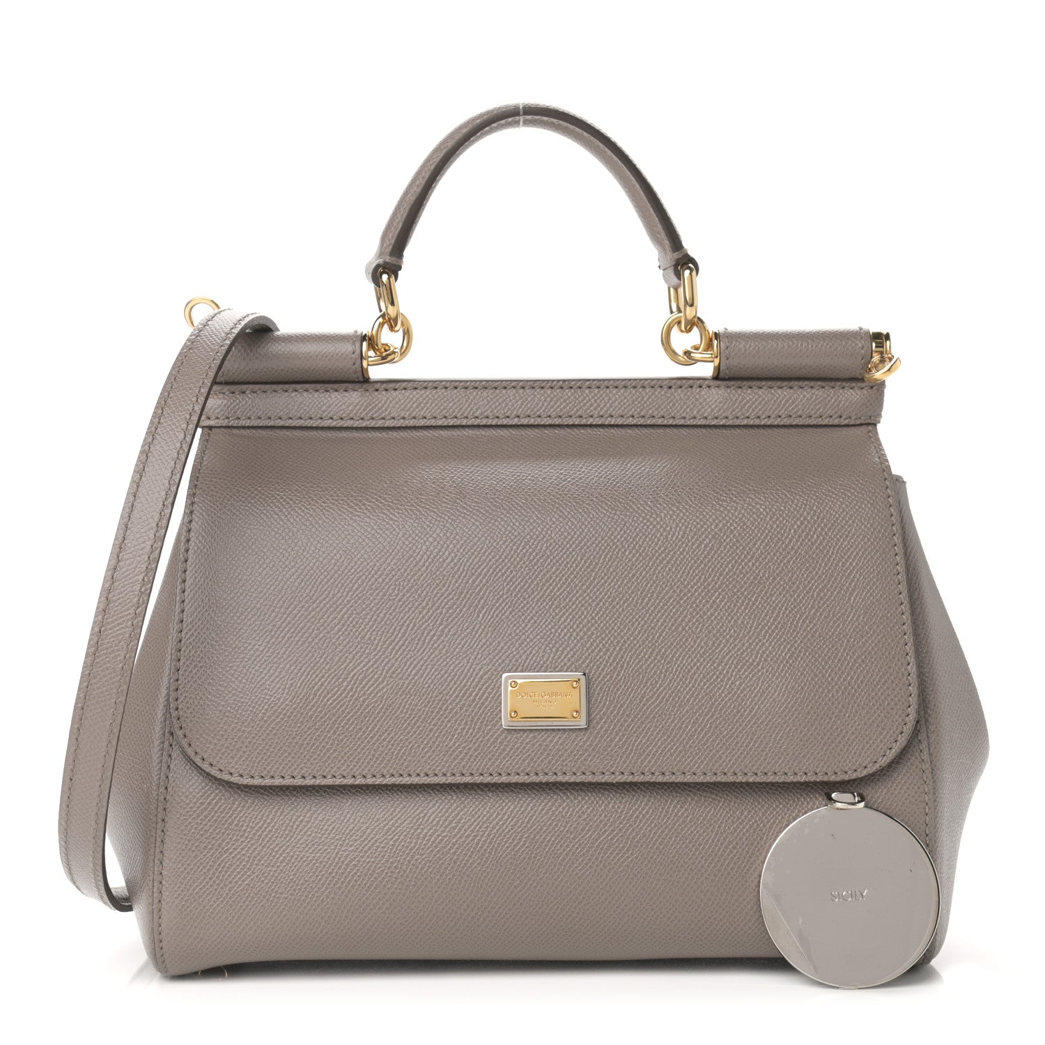 Dolce & Gabbana Dauphine Calfskin Medium Miss Sicily Satchel Grey 1 of 13