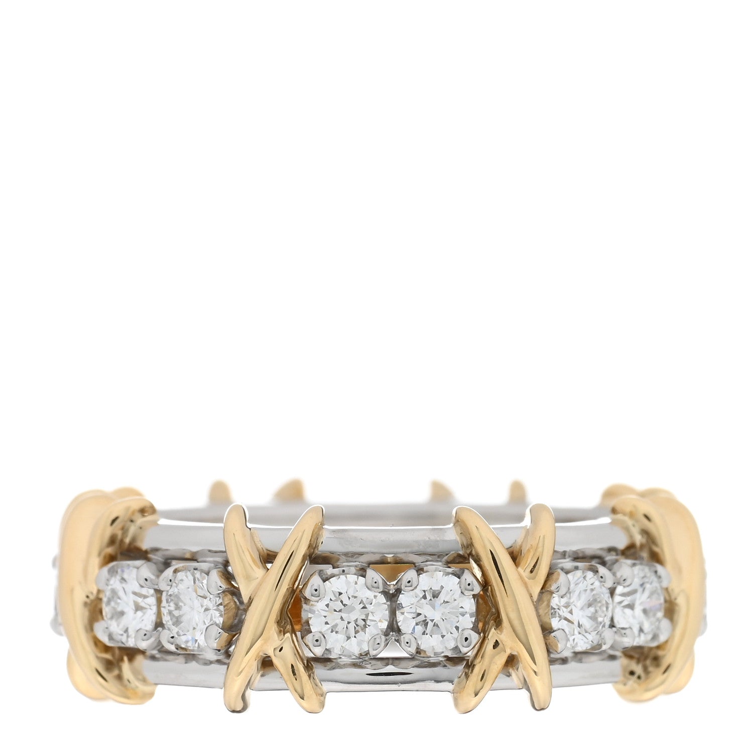 Tiffany Platinum 18K Yellow Gold Diamond Schlumberger Sixteen Stone Ring 54 7 3 of 5