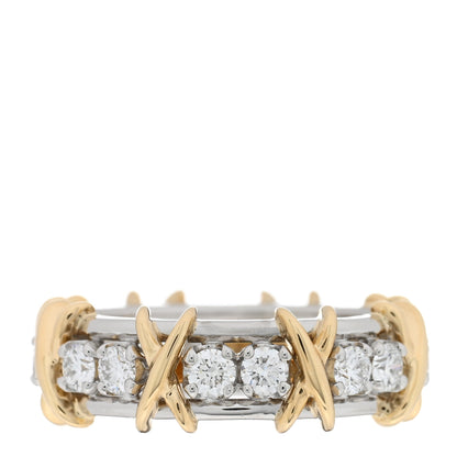 Tiffany Platinum 18K Yellow Gold Diamond Schlumberger Sixteen Stone Ring 54 7 3 of 5