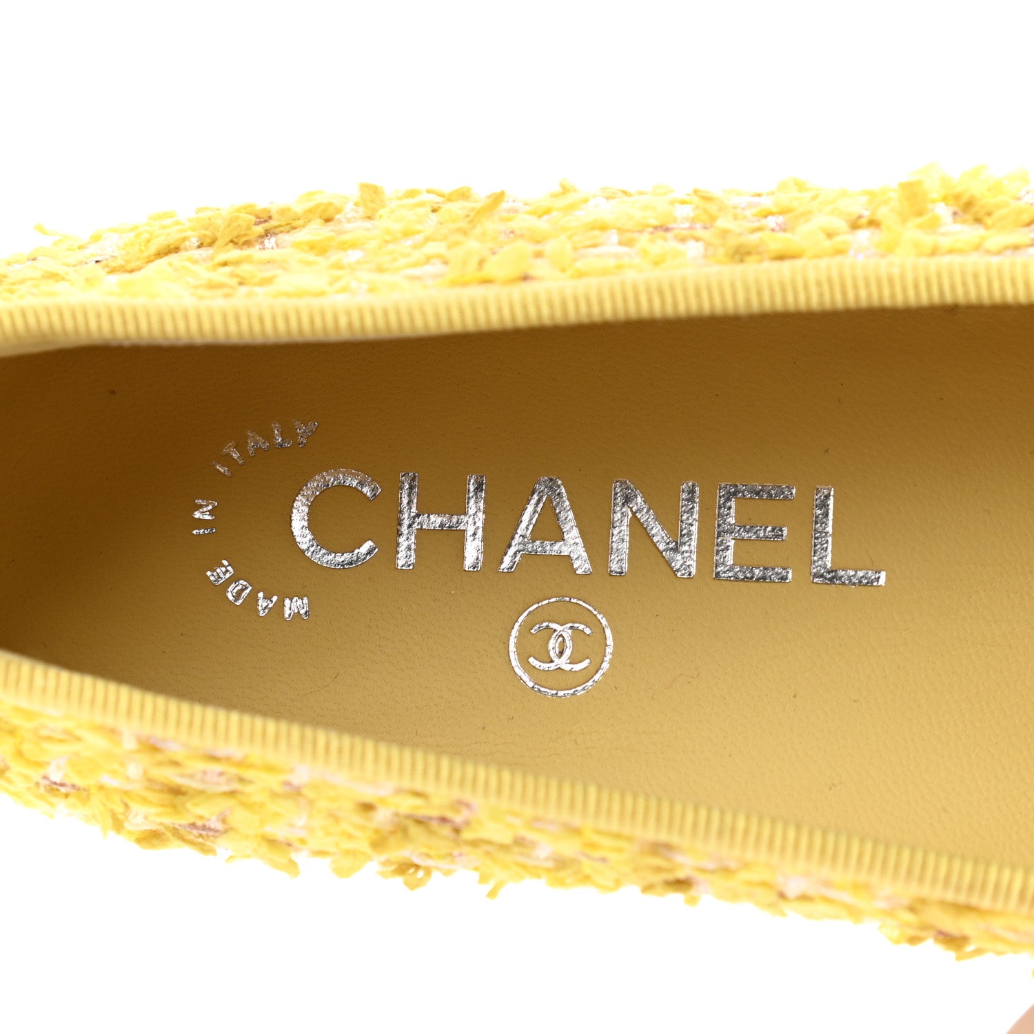 Chanel Tweed Grosgrain Cap Toe Ballerina Flats 36 Yellow Black 7 of 8