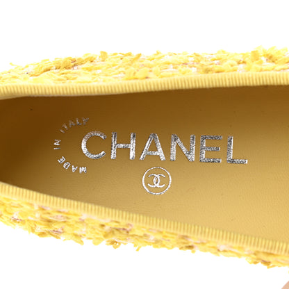 Chanel Tweed Grosgrain Cap Toe Ballerina Flats 36 Yellow Black 7 of 8