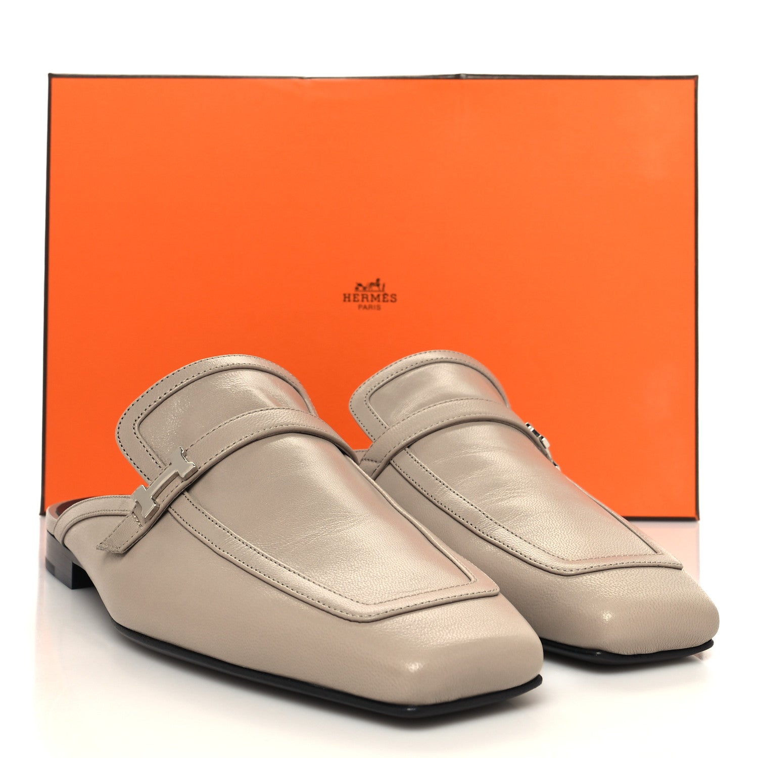 Hermes Goatskin Groupie Mules 39 Beige Mastic 2 of 9