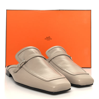 Hermes Goatskin Groupie Mules 39 Beige Mastic 2 of 9