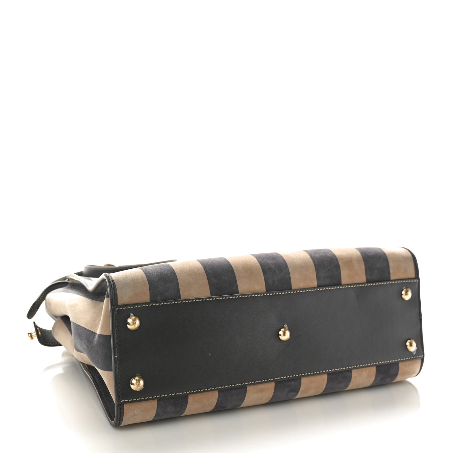 Vitello Nabuk Seta Pequin Medium Peekaboo Iconic Satchel Tobacco Moro Ebano