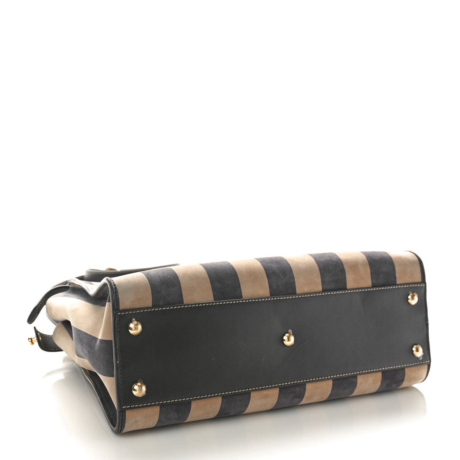 Fendi Vitello Nabuk Seta Pequin Medium Peekaboo Iconic Satchel Tobacco Moro Ebano 4 of 11