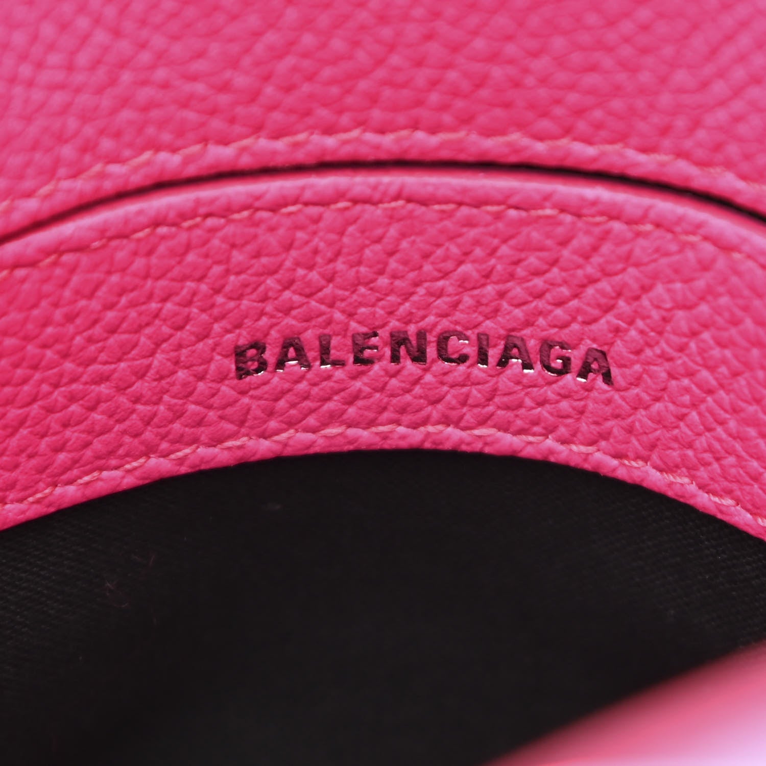 Balenciaga Grained Calfskin Logo XXS Ville Top Handle Bag Acid Fuchsia Black 7 of 10