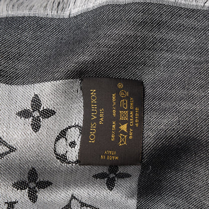 Louis Vuitton Wool Silk Monogram Denim Shawl Black 6 of 6