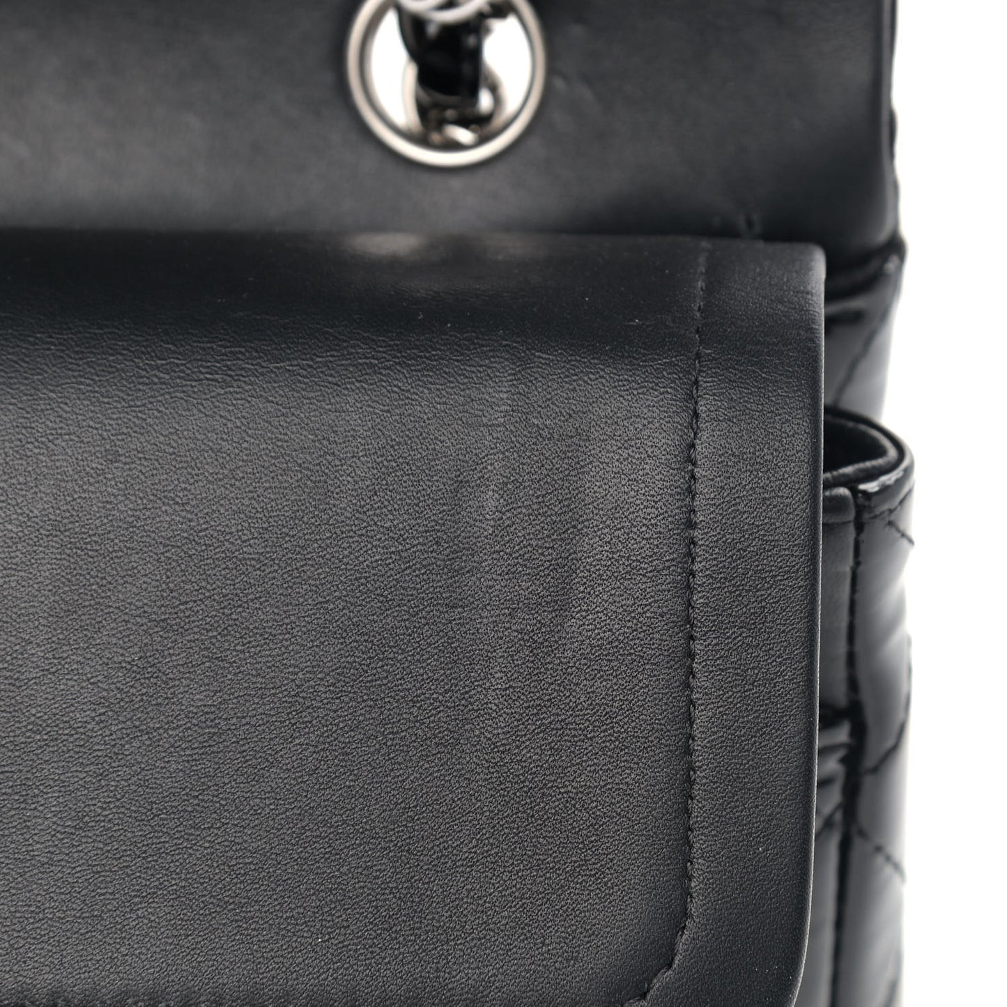 Patent Quilted Medium Double Flap Black