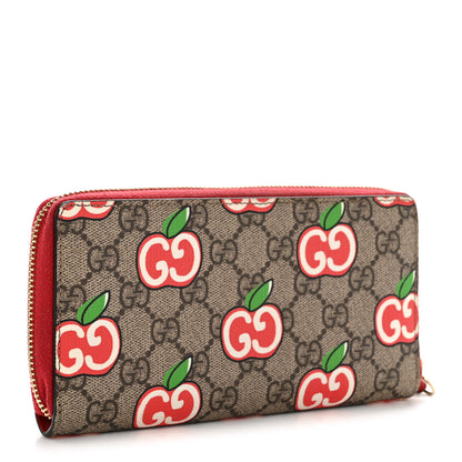 Gucci GG Supreme Monogram Apple Zip Around Wallet Beige Multicolor Lobster Red 3 of 11