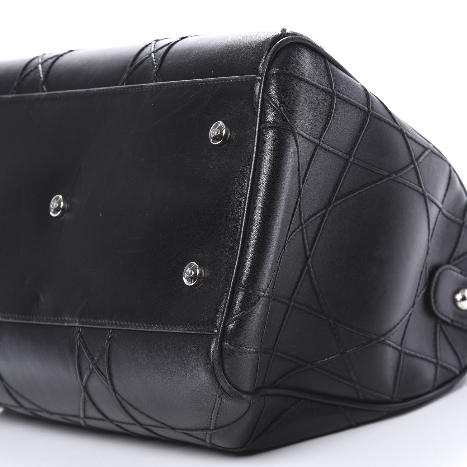 Christian Dior Lambskin Cannage Granville Polochon Black 10 of 12