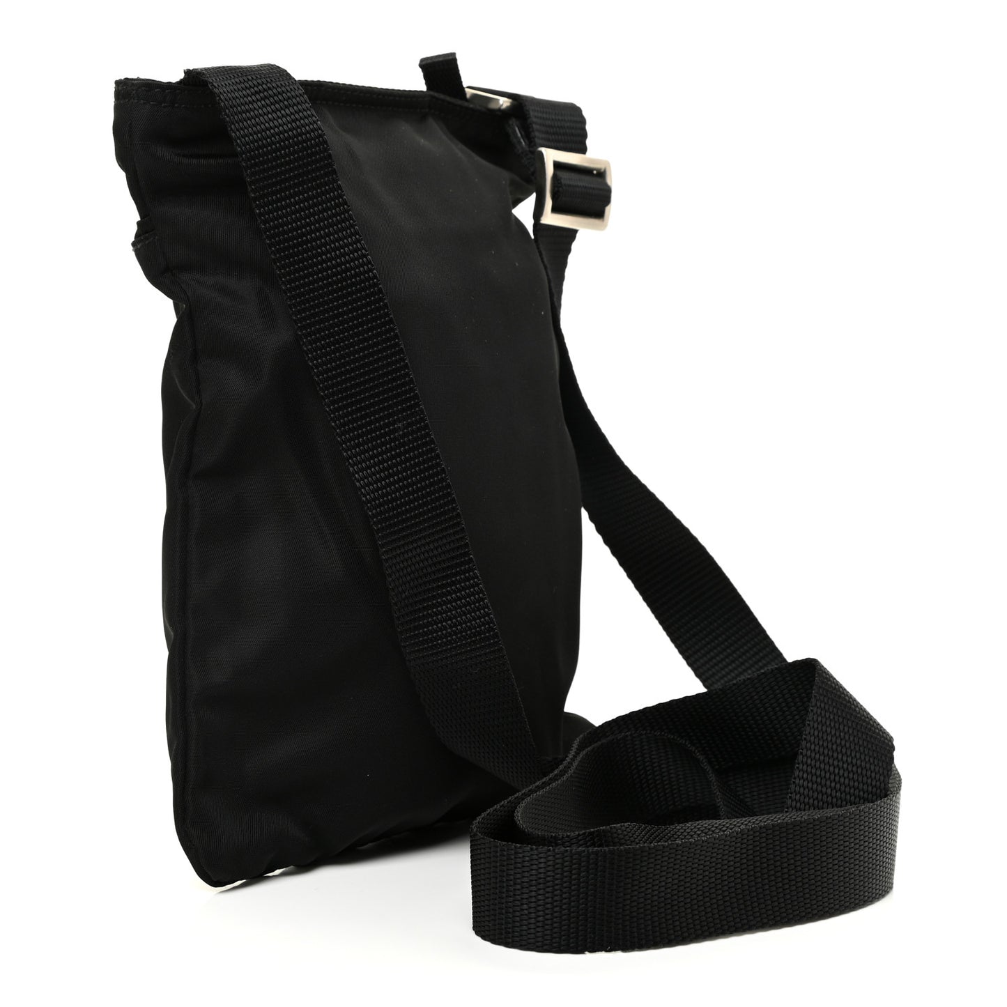 Nylon Small Flat Messenger Bag Black