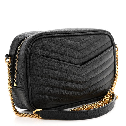Saint Laurent Grain De Poudre Matelasse Monogram Mini Lou Camera Bag Black 3 of 14