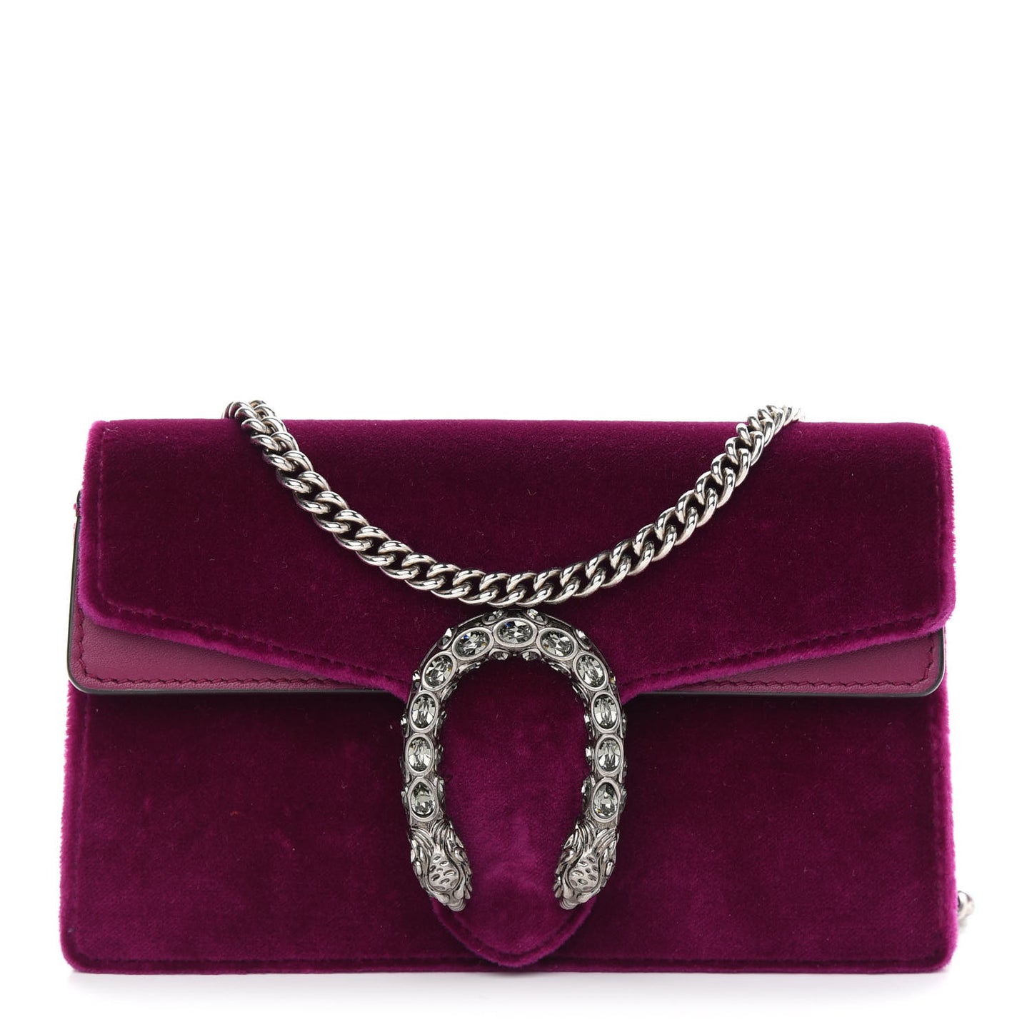 Velvet Super Mini Dionysus Shoulder Bag Fuchsia Violet Cyclamen