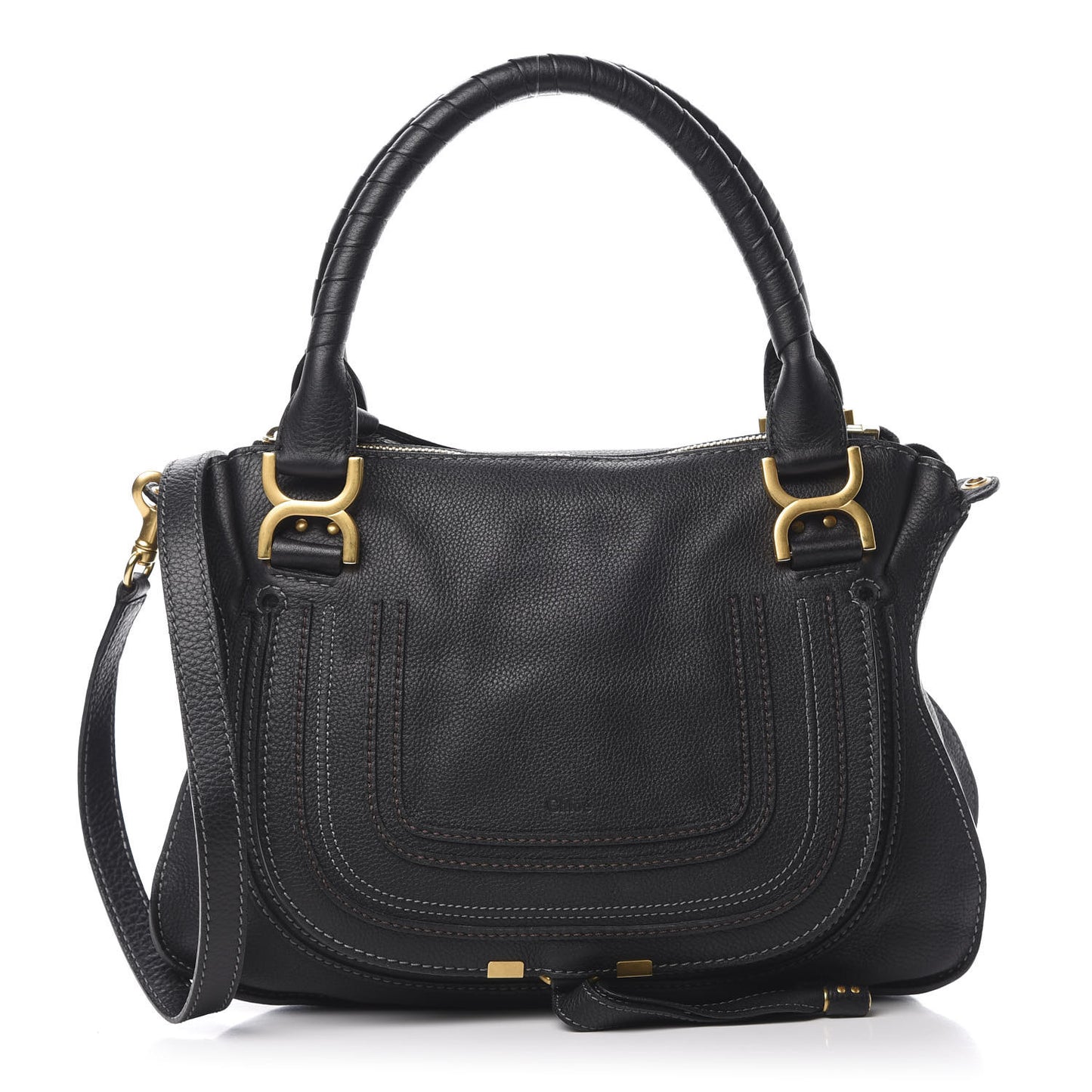 Calfskin Medium Marcie Satchel Black