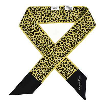 Christian Dior Silk Cheetah Mitzah Scarf Yellow Black 1 of 3