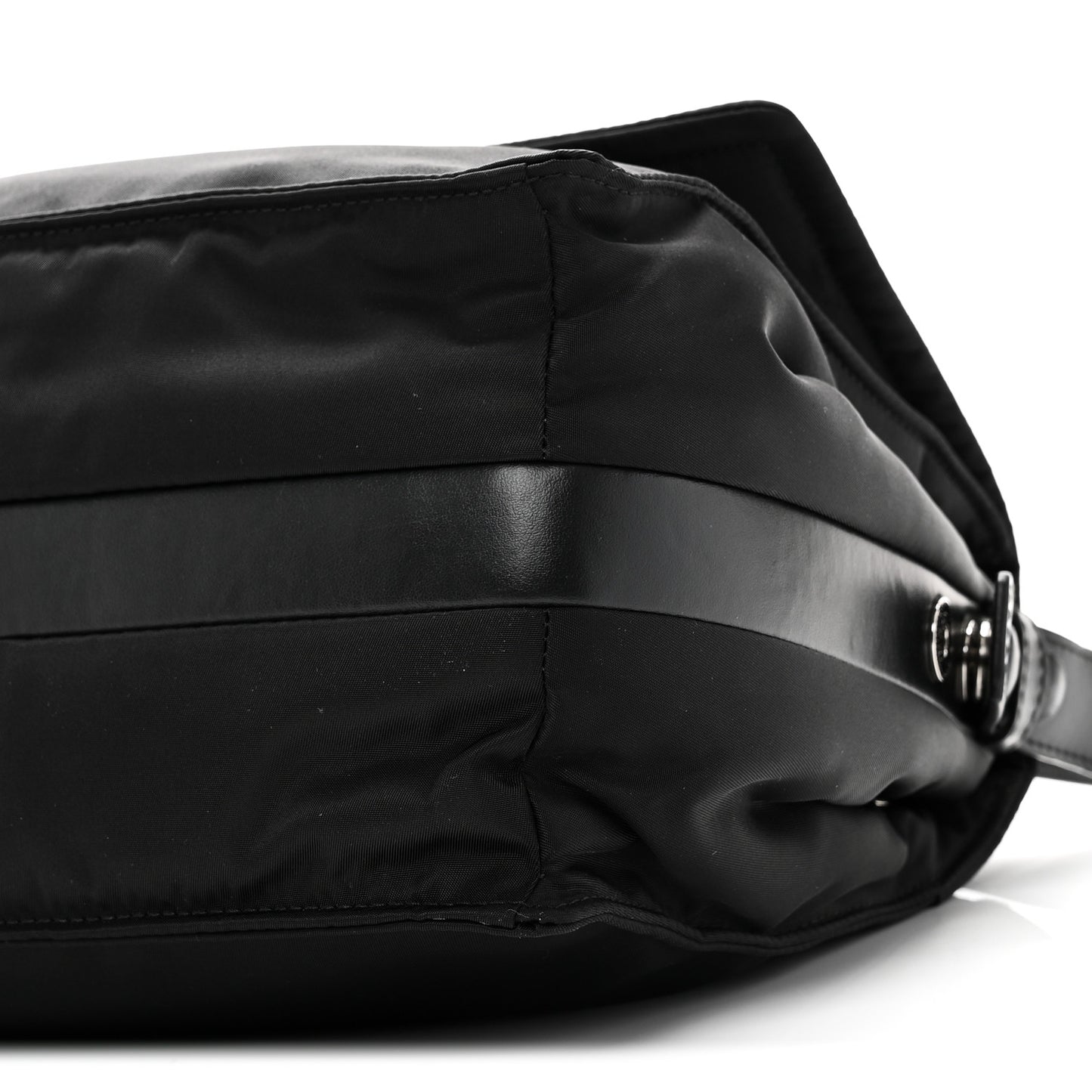Re-Nylon Vitello Padded Large Flap Shoulder Bag Black