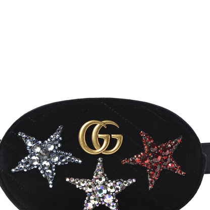 Gucci Velvet Matelasse Crystal Star GG Marmont Belt Bag 95 38 Black 10 of 11