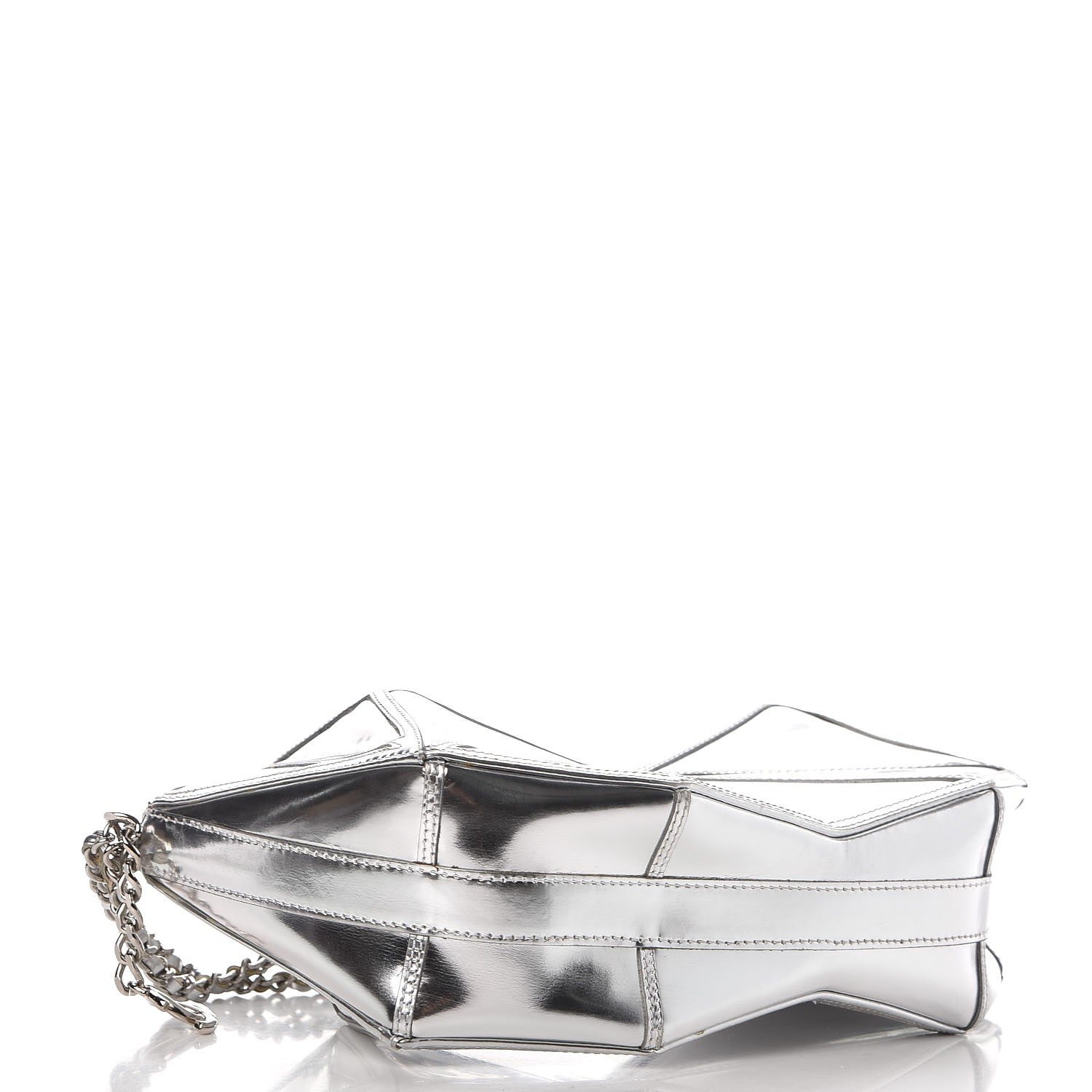 Chanel Patent Midnight Swim Wristlet Clutch Silver 4 of 8