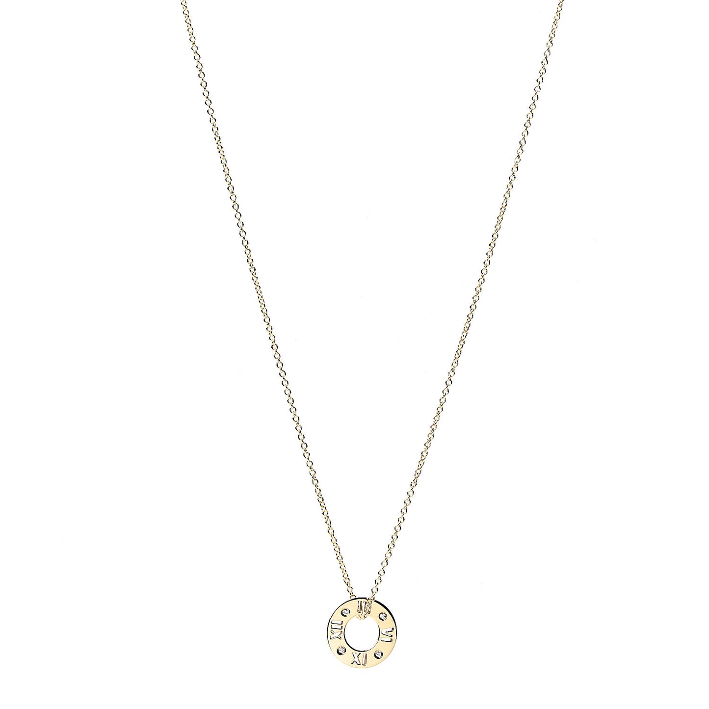 18K Yellow Gold Diamond Atlas Pierced Pendant Necklace
