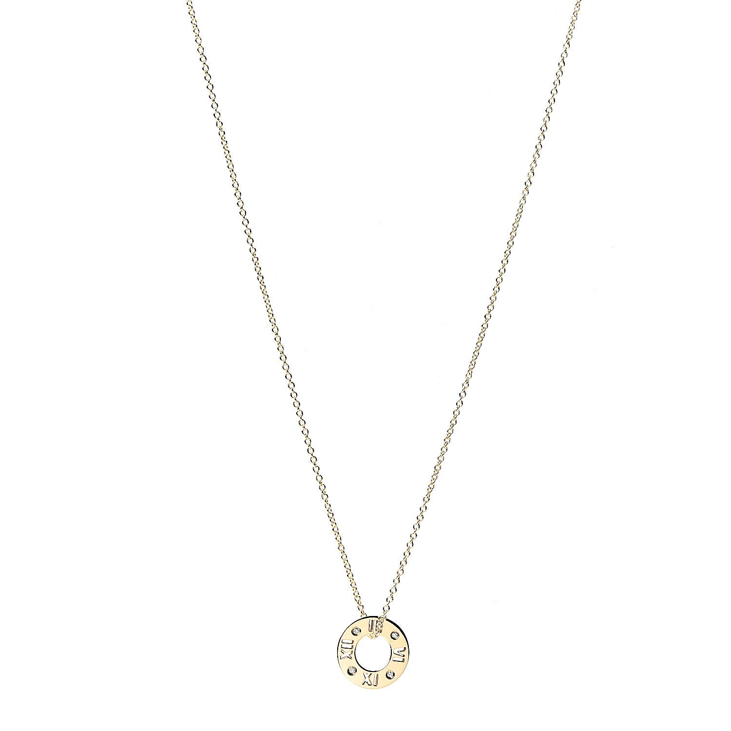 Tiffany 18K Yellow Gold Diamond Atlas Pierced Pendant Necklace 1 of 5