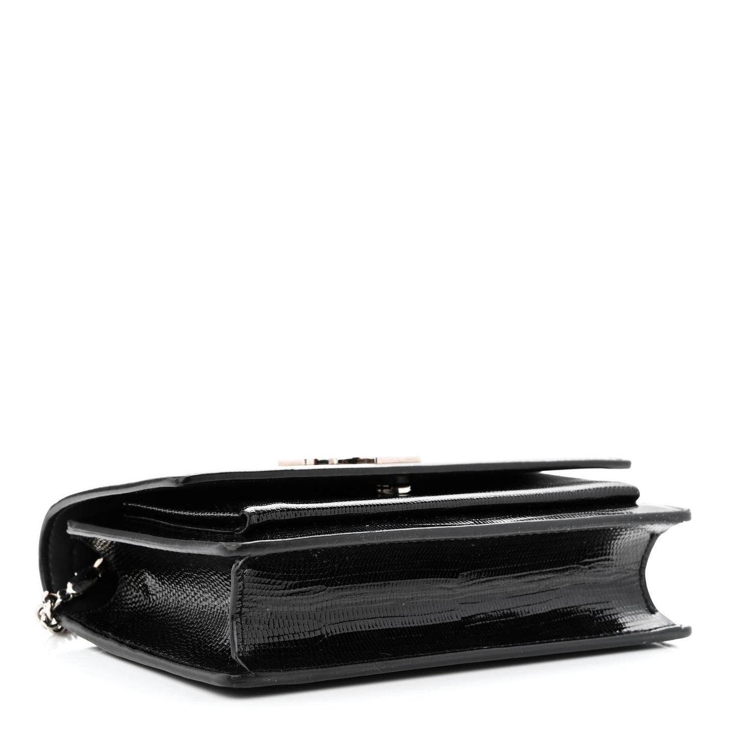 Calfskin Lizard Embossed Monogram Sunset Chain Wallet Black