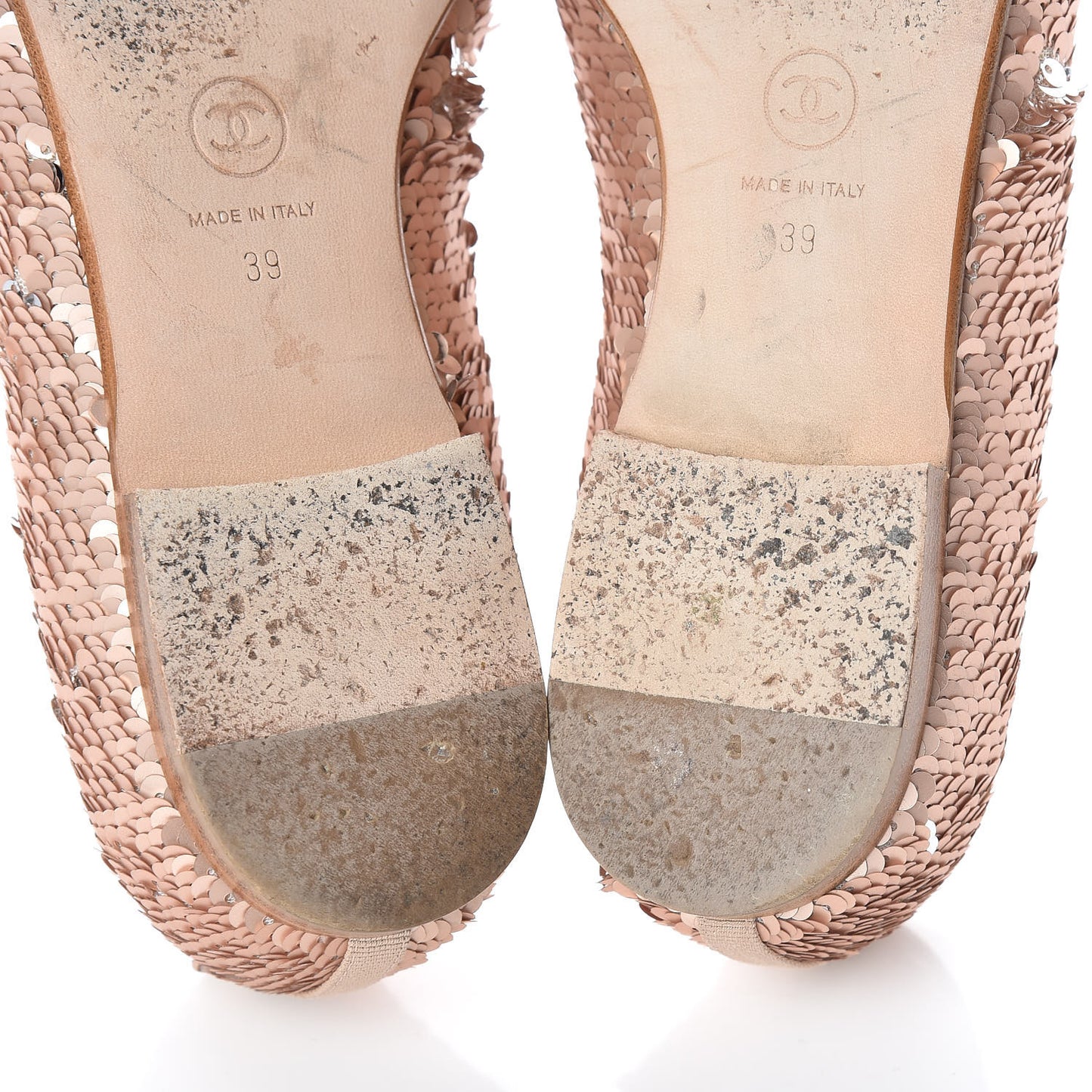 Sequin CC Moccasin Loafers 39 Pink