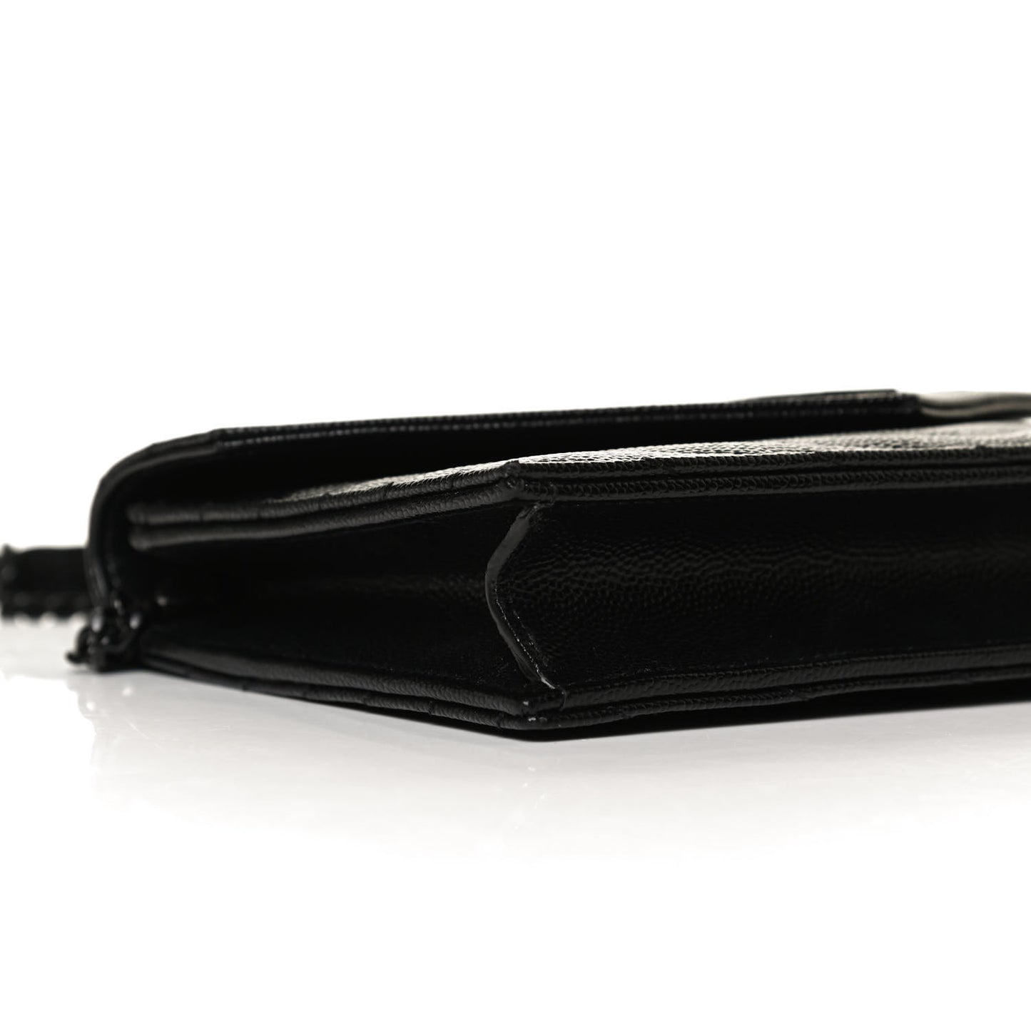 Grain De Poudre Matelasse Chevron Monogram Monochrome Envelope Chain Wallet Black