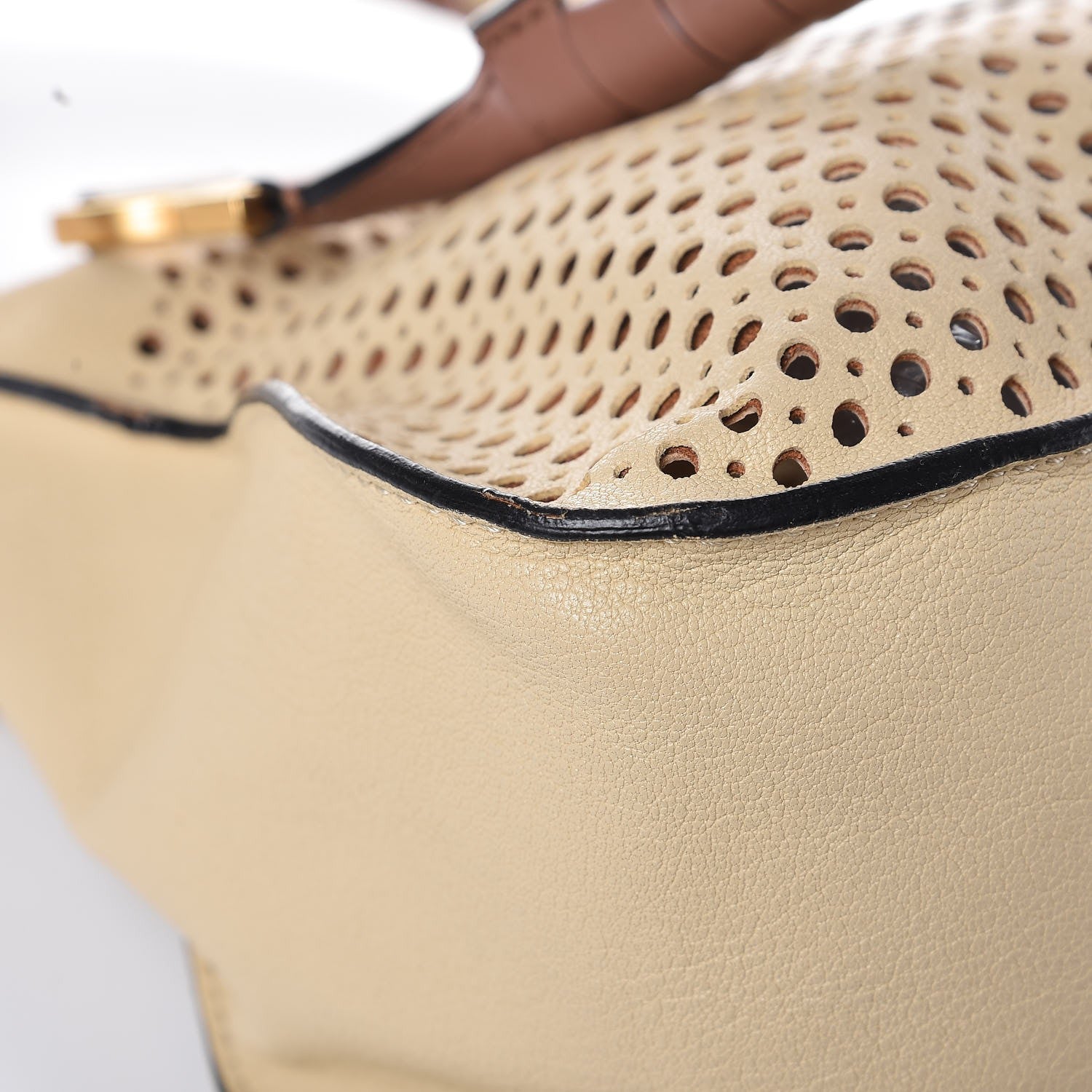 Chloe Calfskin Perforated Medium Marcie Satchel Beige 10 of 17