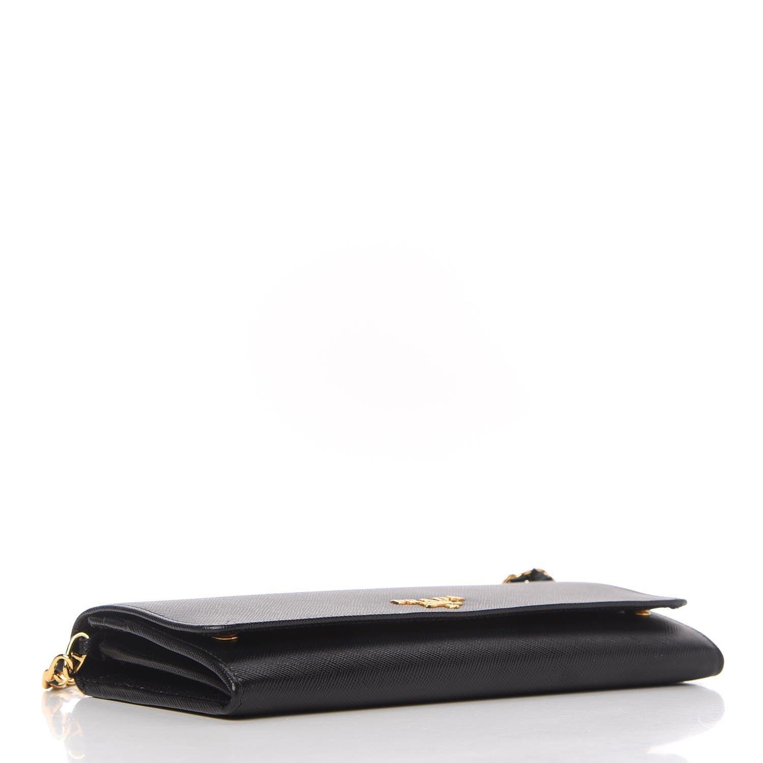 Prada Saffiano Metal Oro Chain Wallet Black 4 of 10