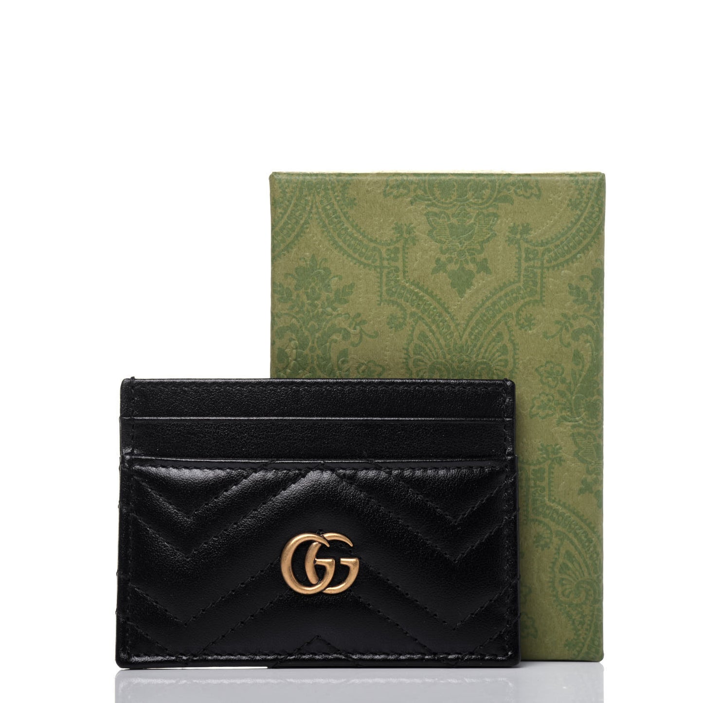 Calfskin Matelasse GG Marmont Card Holder Black