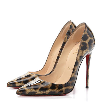 Christian Louboutin Patent Leopardino So Kate 120 Pumps 37 Brown 3 of 7