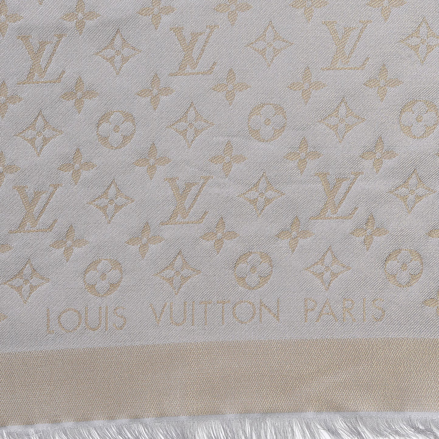 Silk Lurex Wool Monogram Shine Shawl Greige