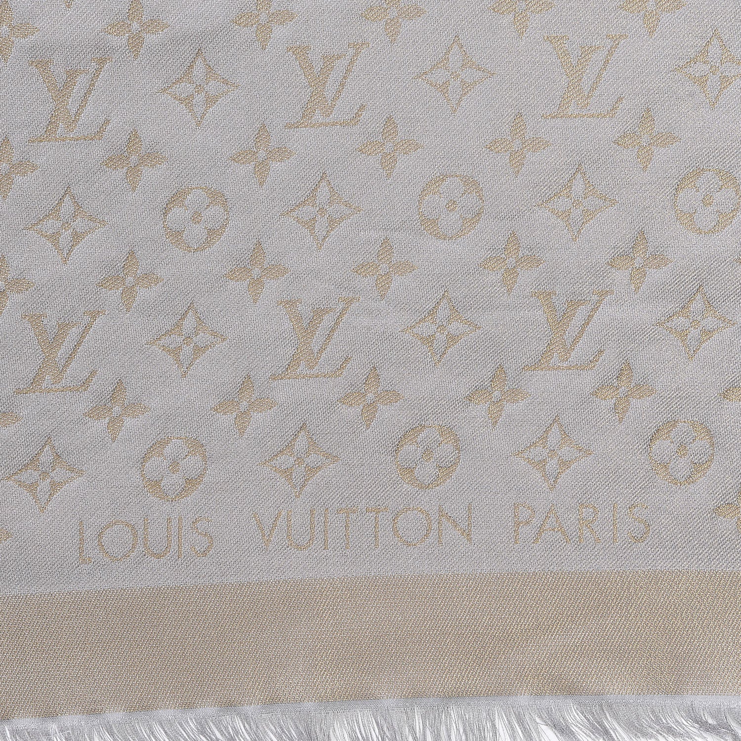Louis Vuitton Silk Lurex Wool Monogram Shine Shawl Greige 3 of 4