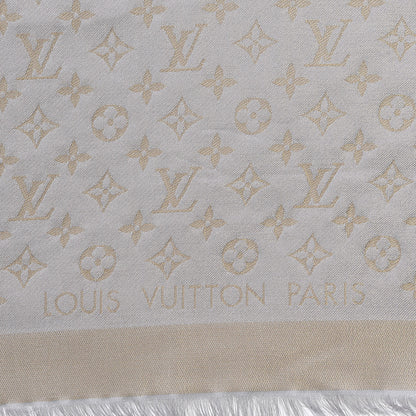 Louis Vuitton Silk Lurex Wool Monogram Shine Shawl Greige 3 of 4
