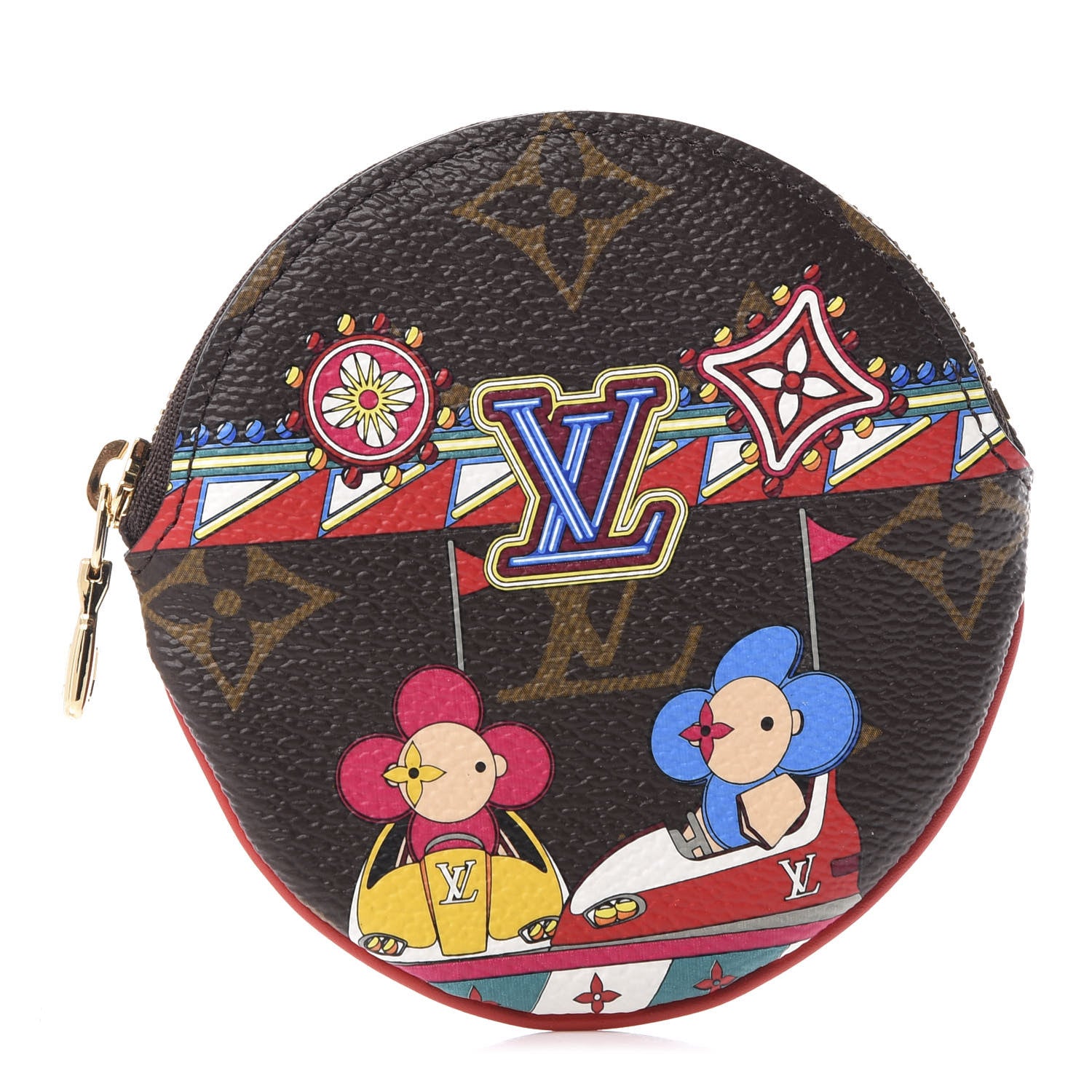 Louis Vuitton Monogram 2020 Christmas Animation Bumper Cars Round Coin Purse Coquelicot 1 of 9