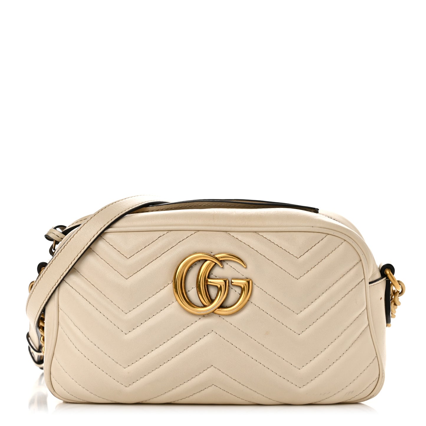 Calfskin Matelasse Small GG Marmont Chain Shoulder Bag White