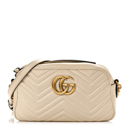 Gucci Calfskin Matelasse Small GG Marmont Chain Shoulder Bag White 1 of 15