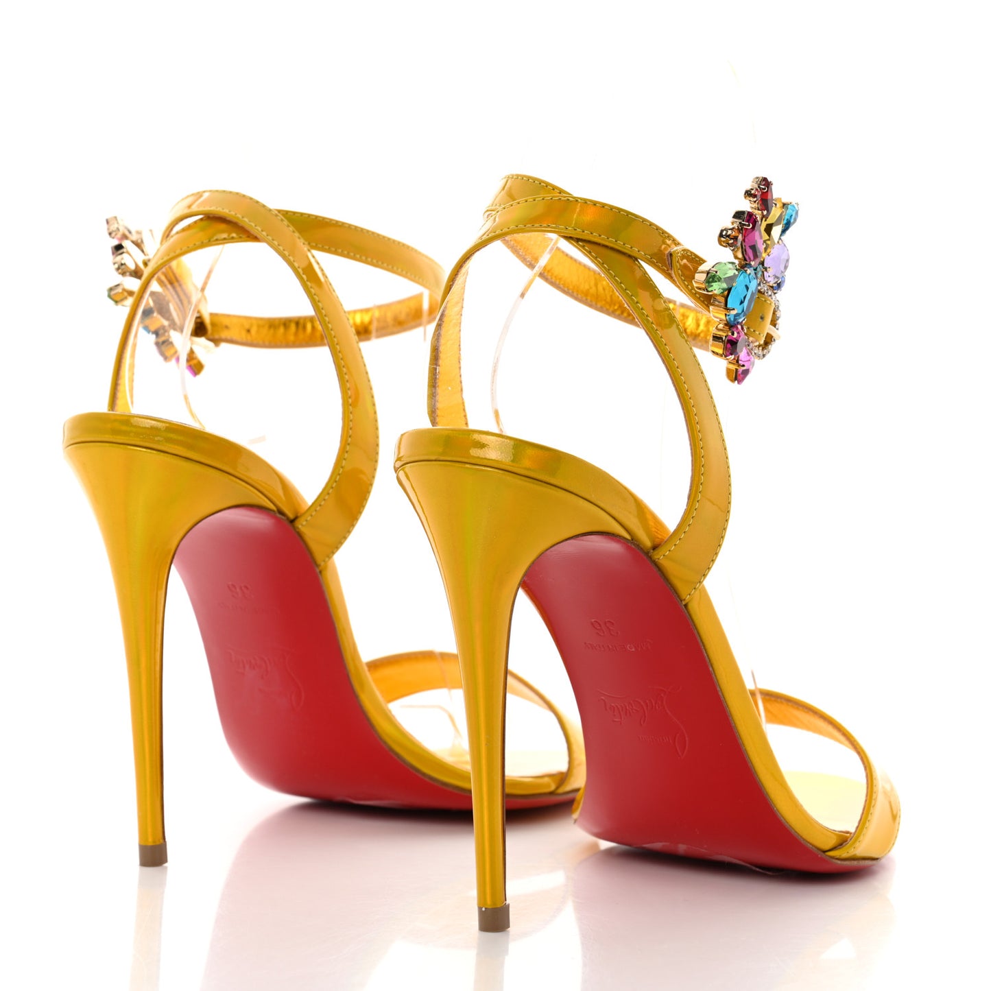 Metallic Patent Crystal Goldie Joli 100 Sandals 36 Gold