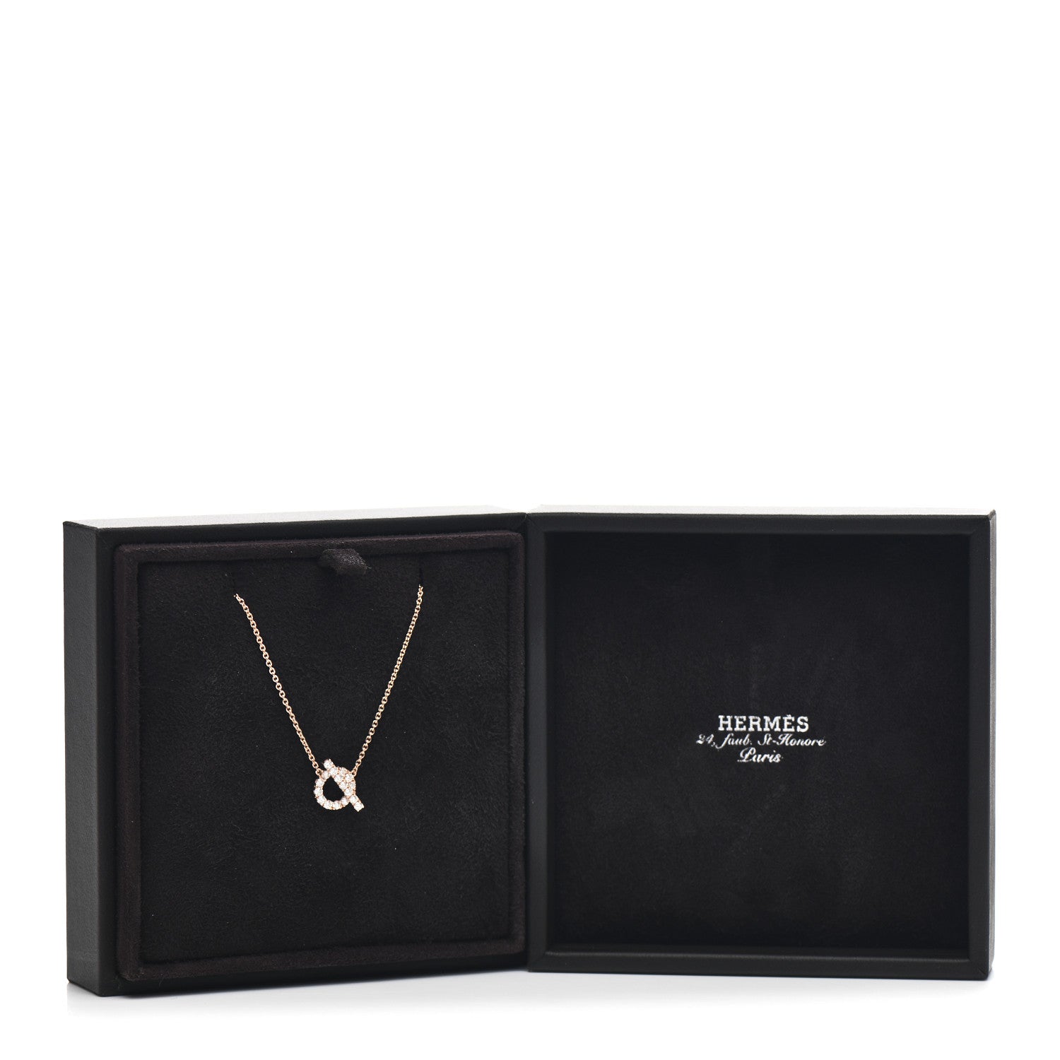 Hermes 18K Rose Gold Diamond Finesse Pendant Necklace 6 of 6