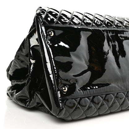 Chanel Patent Quilted Maxi Just Mademoiselle Bowling Bag Black 12 of 13